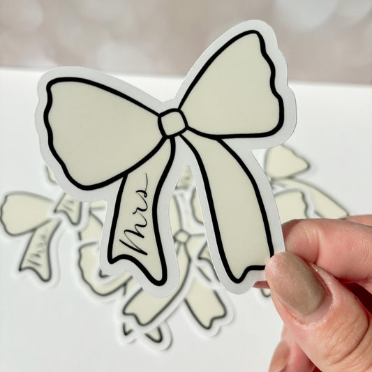 Mrs Bow Sticker: Waterproof Hand Lettered Vinyl Decal