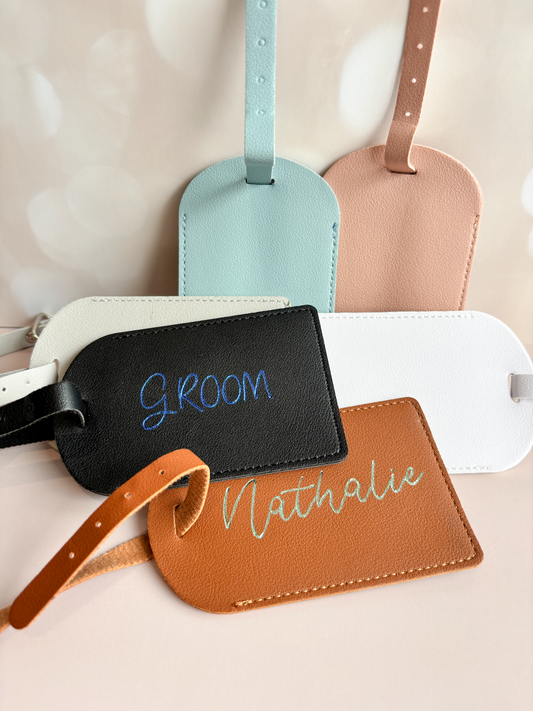 Custom Foiled Faux Leather Luggage Tag, Bridal Party Favor